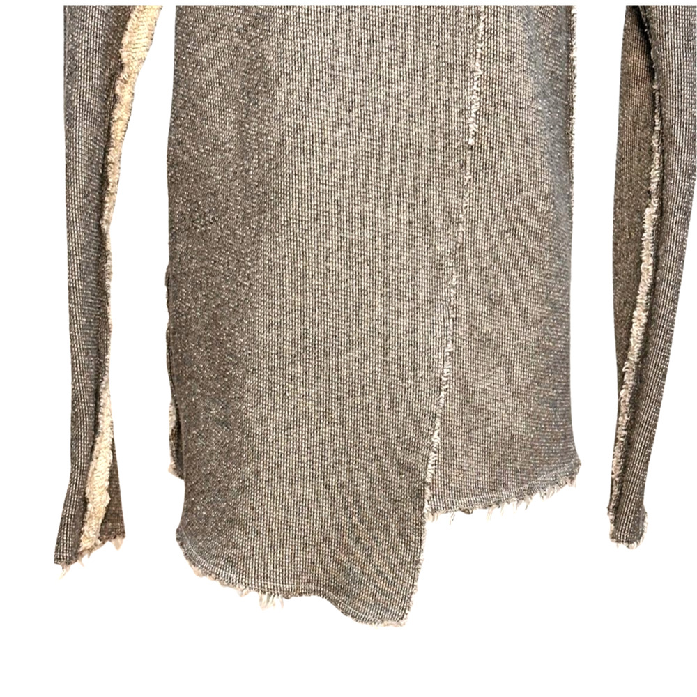 Nation LTD Gray Black Raw Edge Funnel Collar Asymmetric French Terry Cardigan XS - Picture 3 of 10